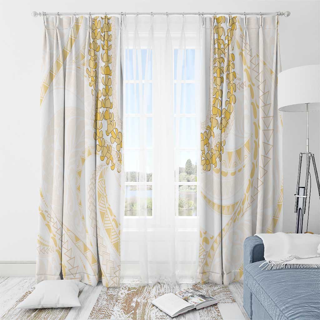 Aloha Lei Onaona Window Curtain Beige Hawaiian Tribal Pattern