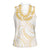 Aloha Lei Onaona Women Sleeveless Polo Shirt Beige Hawaiian Tribal Pattern