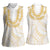 Aloha Lei Onaona Women Sleeveless Polo Shirt Beige Hawaiian Tribal Pattern