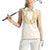 Aloha Lei Onaona Women Sleeveless Polo Shirt Beige Hawaiian Tribal Pattern