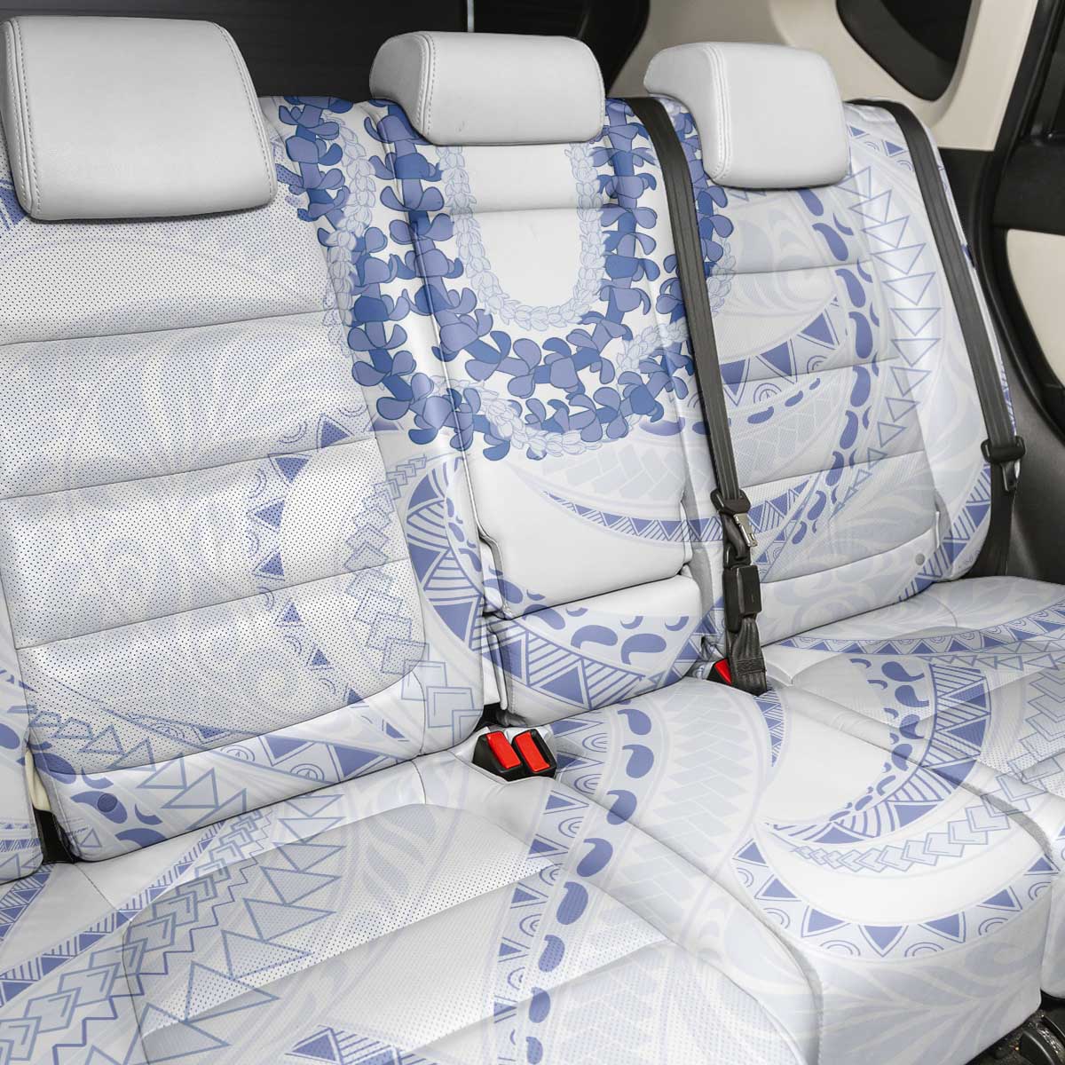 Aloha Lei Onaona Back Car Seat Cover Navy Blue Hawaiian Tribal Pattern