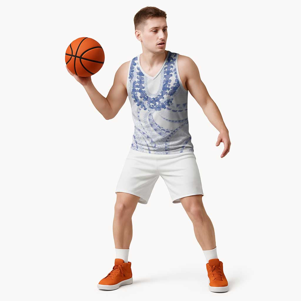 Aloha Lei Onaona Basketball Jersey Navy Blue Hawaiian Tribal Pattern - Polynesian Pride
