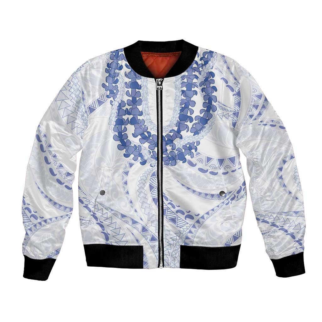 Aloha Lei Onaona Bomber Jacket Navy Blue Hawaiian Tribal Pattern LT9 Unisex Blue - Polynesian Pride