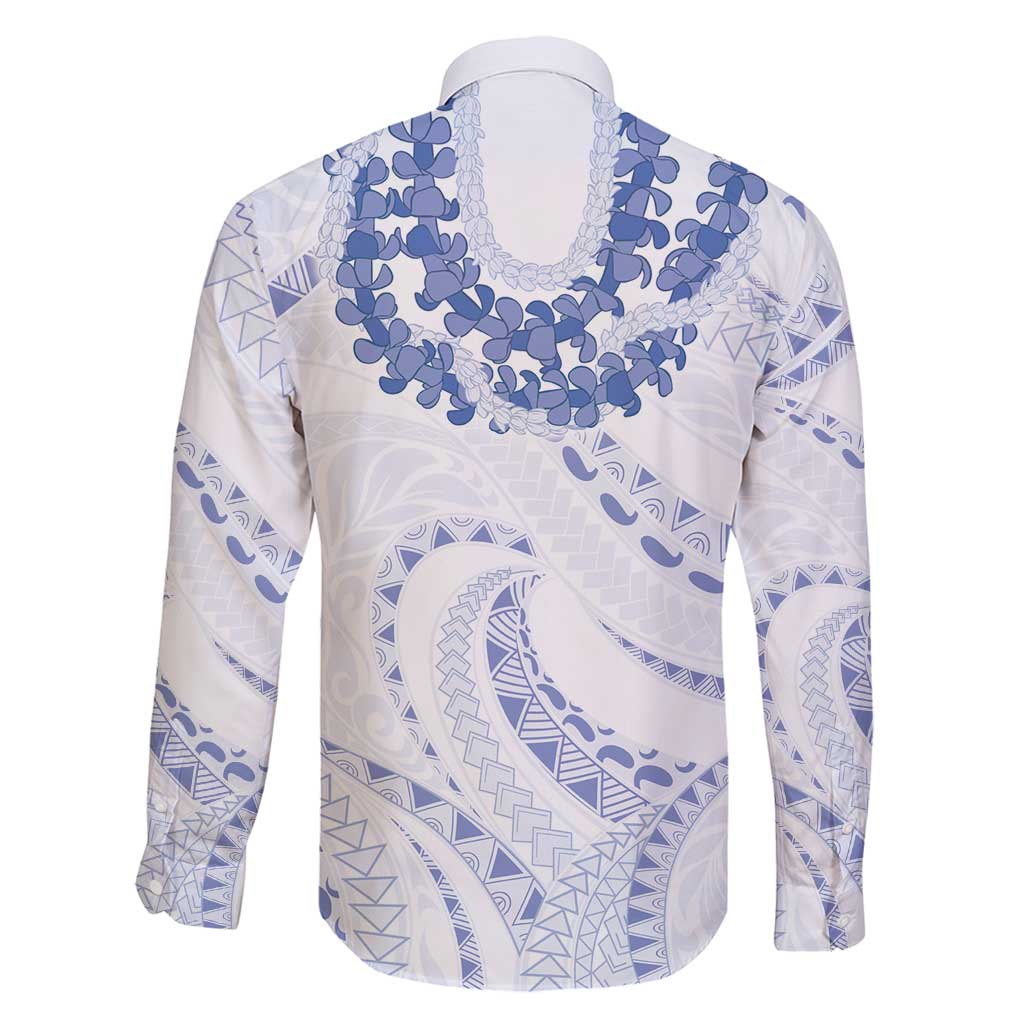 Aloha Lei Onaona Family Matching Long Sleeve Bodycon Dress and Hawaiian Shirt Navy Blue Hawaiian Tribal Pattern