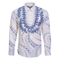 Aloha Lei Onaona Family Matching Summer Maxi Dress and Hawaiian Shirt Navy Blue Hawaiian Tribal Pattern