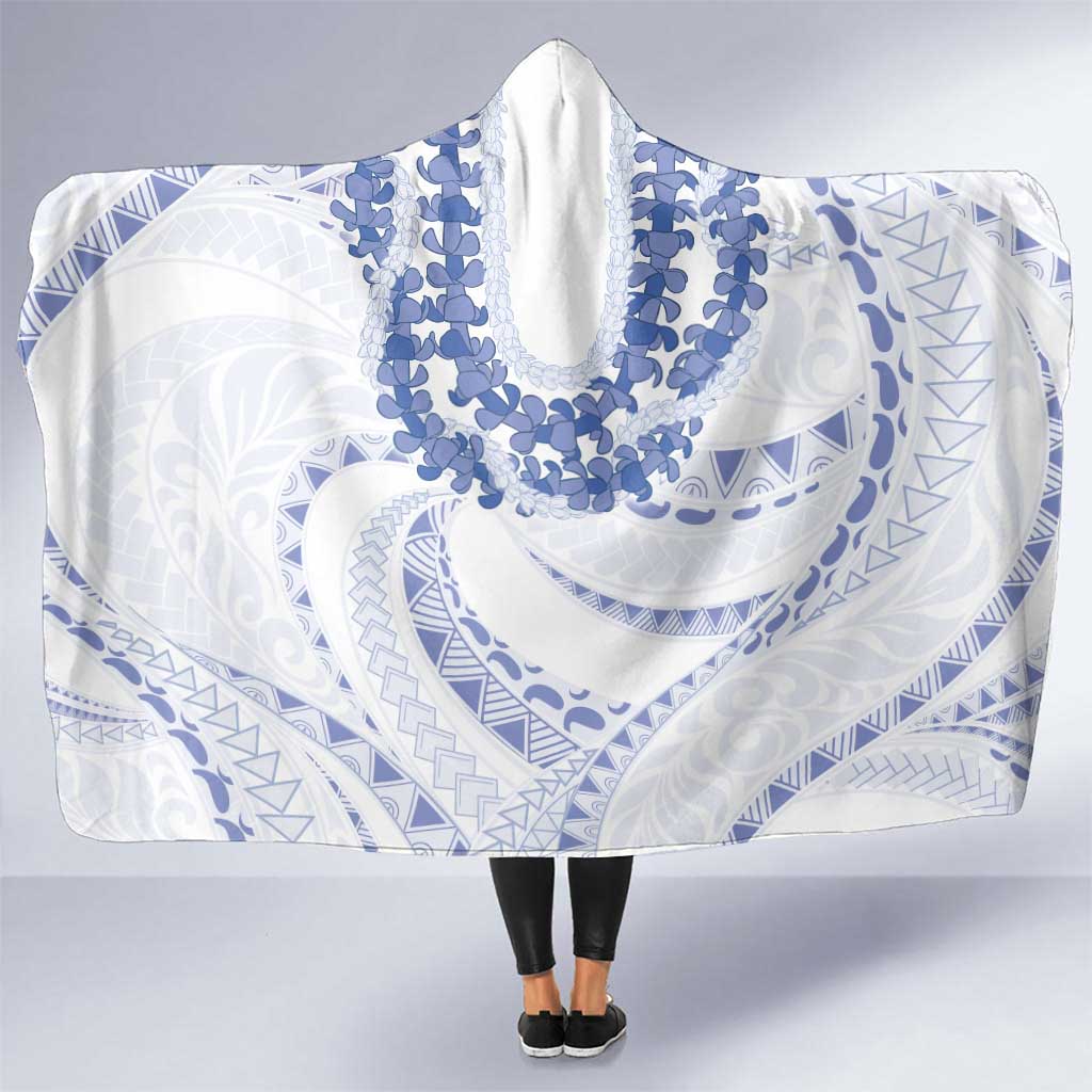 Aloha Lei Onaona Hooded Blanket Navy Blue Hawaiian Tribal Pattern