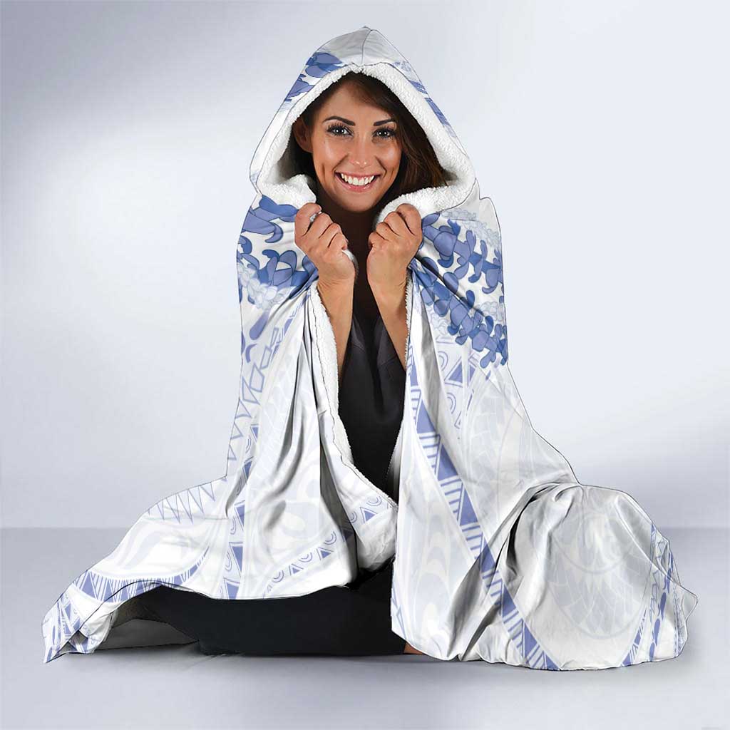 Aloha Lei Onaona Hooded Blanket Navy Blue Hawaiian Tribal Pattern