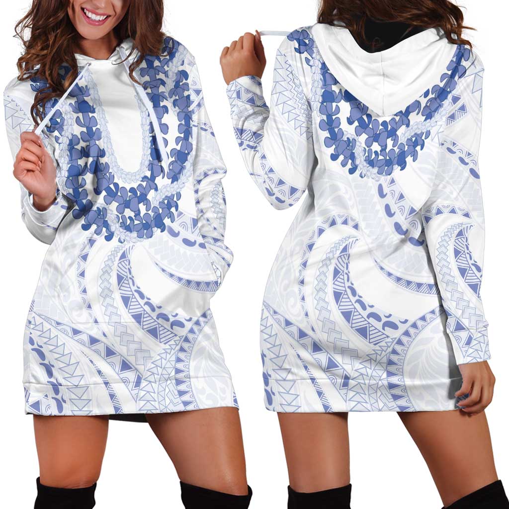 Aloha Lei Onaona Hoodie Dress Navy Blue Hawaiian Tribal Pattern