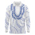 Aloha Lei Onaona Long Sleeve Polo Shirt Navy Blue Hawaiian Tribal Pattern