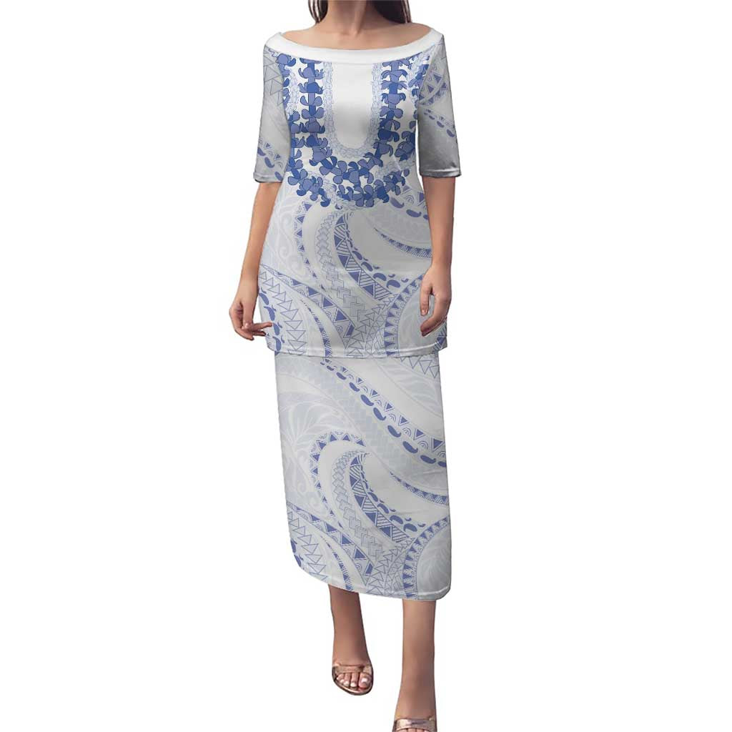 Aloha Lei Onaona Puletasi Navy Blue Hawaiian Tribal Pattern