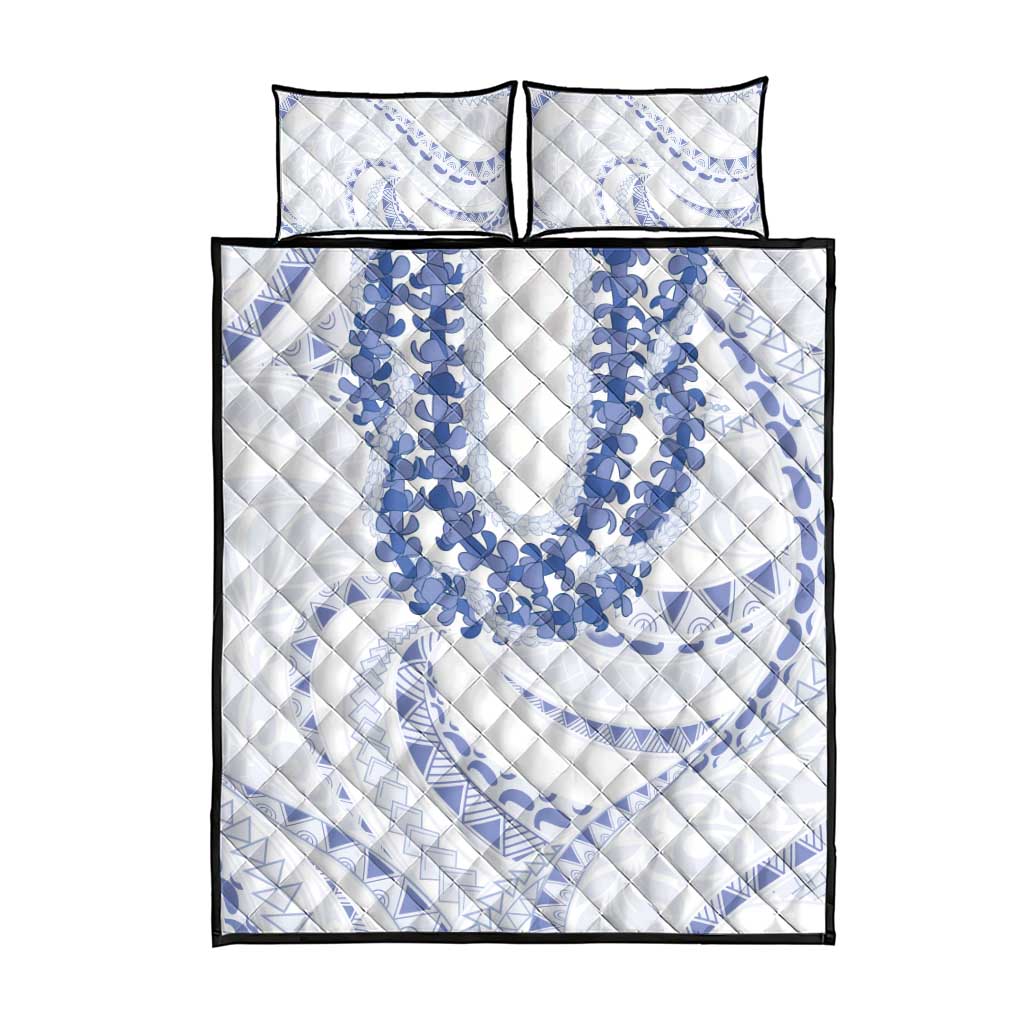 Aloha Lei Onaona Quilt Bed Set Navy Blue Hawaiian Tribal Pattern