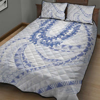Aloha Lei Onaona Quilt Bed Set Navy Blue Hawaiian Tribal Pattern