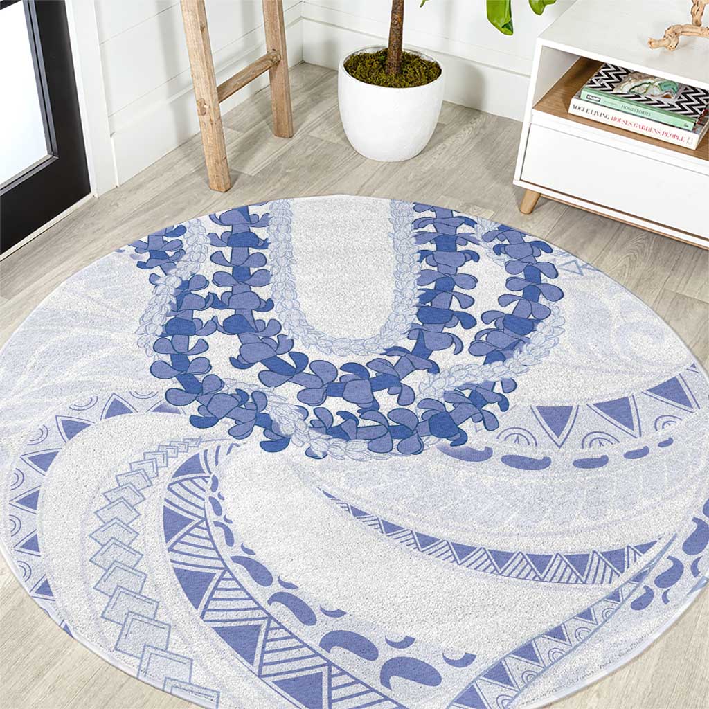 Aloha Lei Onaona Round Carpet Navy Blue Hawaiian Tribal Pattern LT9 Blue - Polynesian Pride