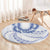 Aloha Lei Onaona Round Carpet Navy Blue Hawaiian Tribal Pattern