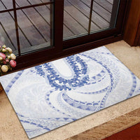 Aloha Lei Onaona Rubber Doormat Navy Blue Hawaiian Tribal Pattern
