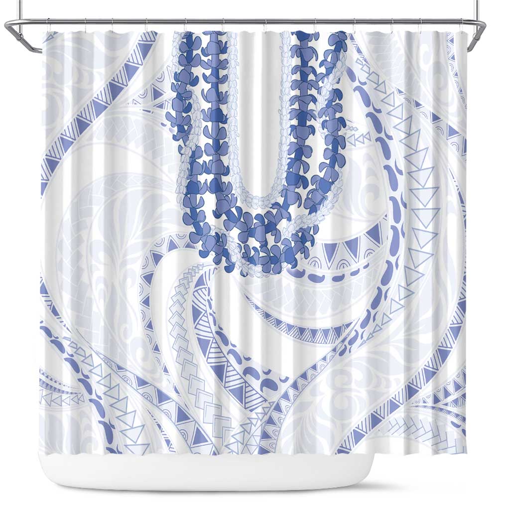 Aloha Lei Onaona Shower Curtain Navy Blue Hawaiian Tribal Pattern LT9 Blue - Polynesian Pride