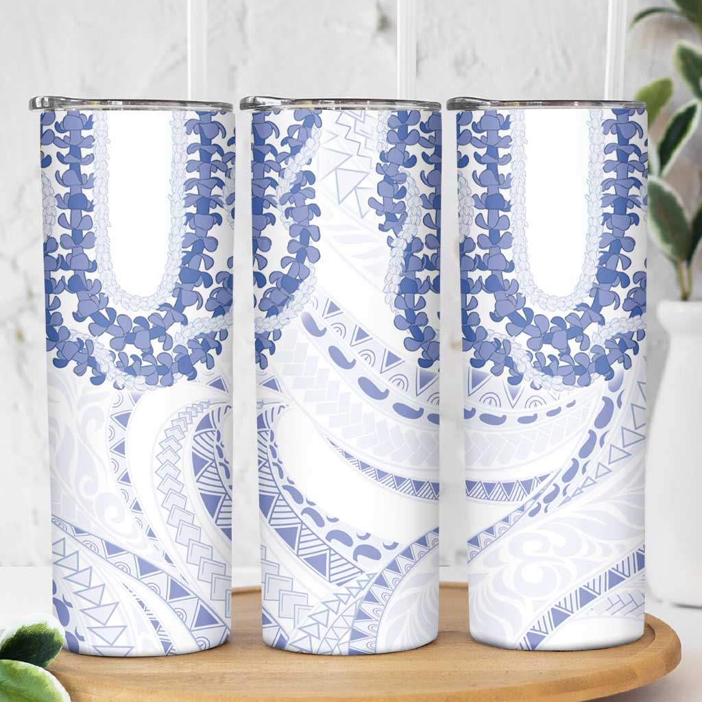 Aloha Lei Onaona Skinny Tumbler Navy Blue Hawaiian Tribal Pattern