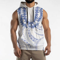 Aloha Lei Onaona Sleeveless Hoodie Navy Blue Hawaiian Tribal Pattern - Polynesian Pride