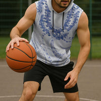 Aloha Lei Onaona Sleeveless Hoodie Navy Blue Hawaiian Tribal Pattern - Polynesian Pride