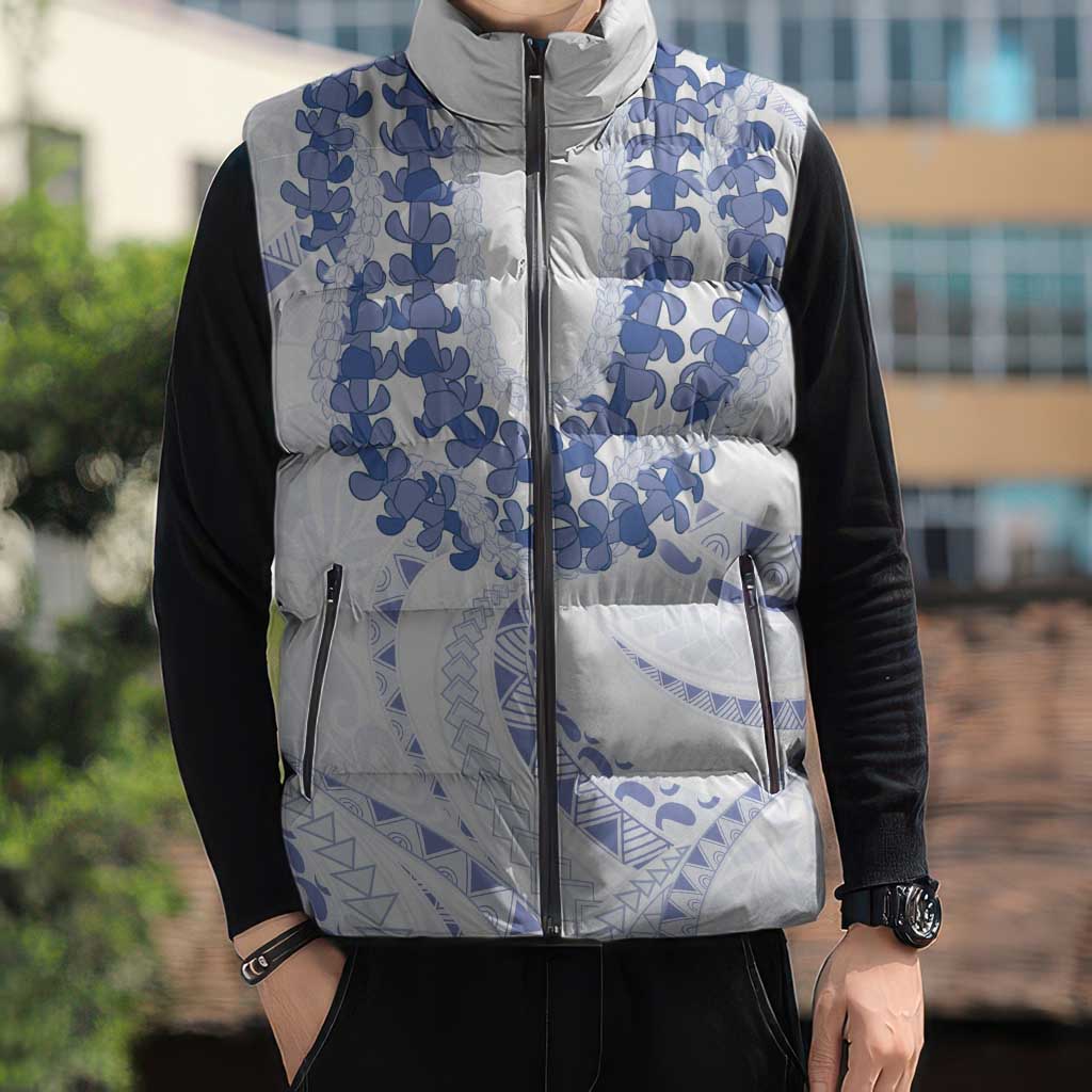Aloha Lei Onaona Sleeveless Puffer Jacket Navy Blue Hawaiian Tribal Pattern - Polynesian Pride