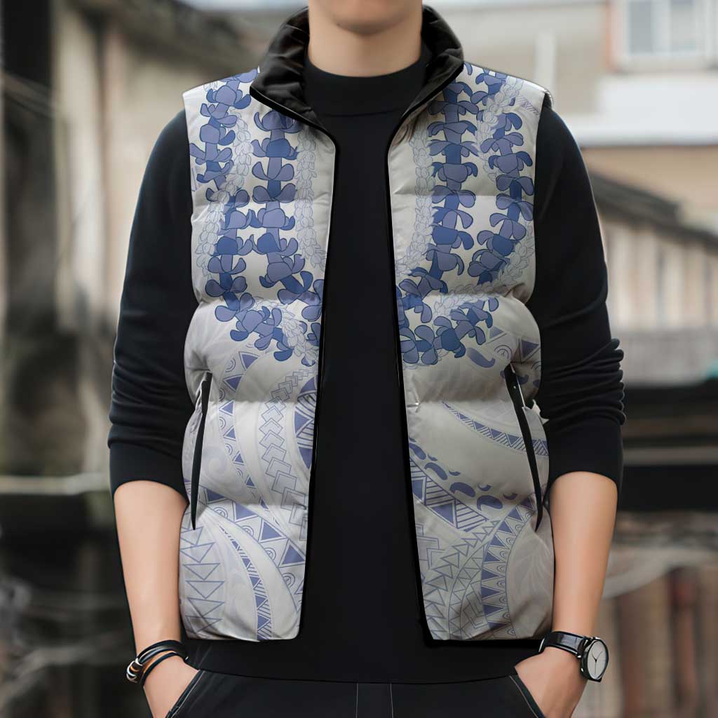 Aloha Lei Onaona Sleeveless Puffer Jacket Navy Blue Hawaiian Tribal Pattern - Polynesian Pride