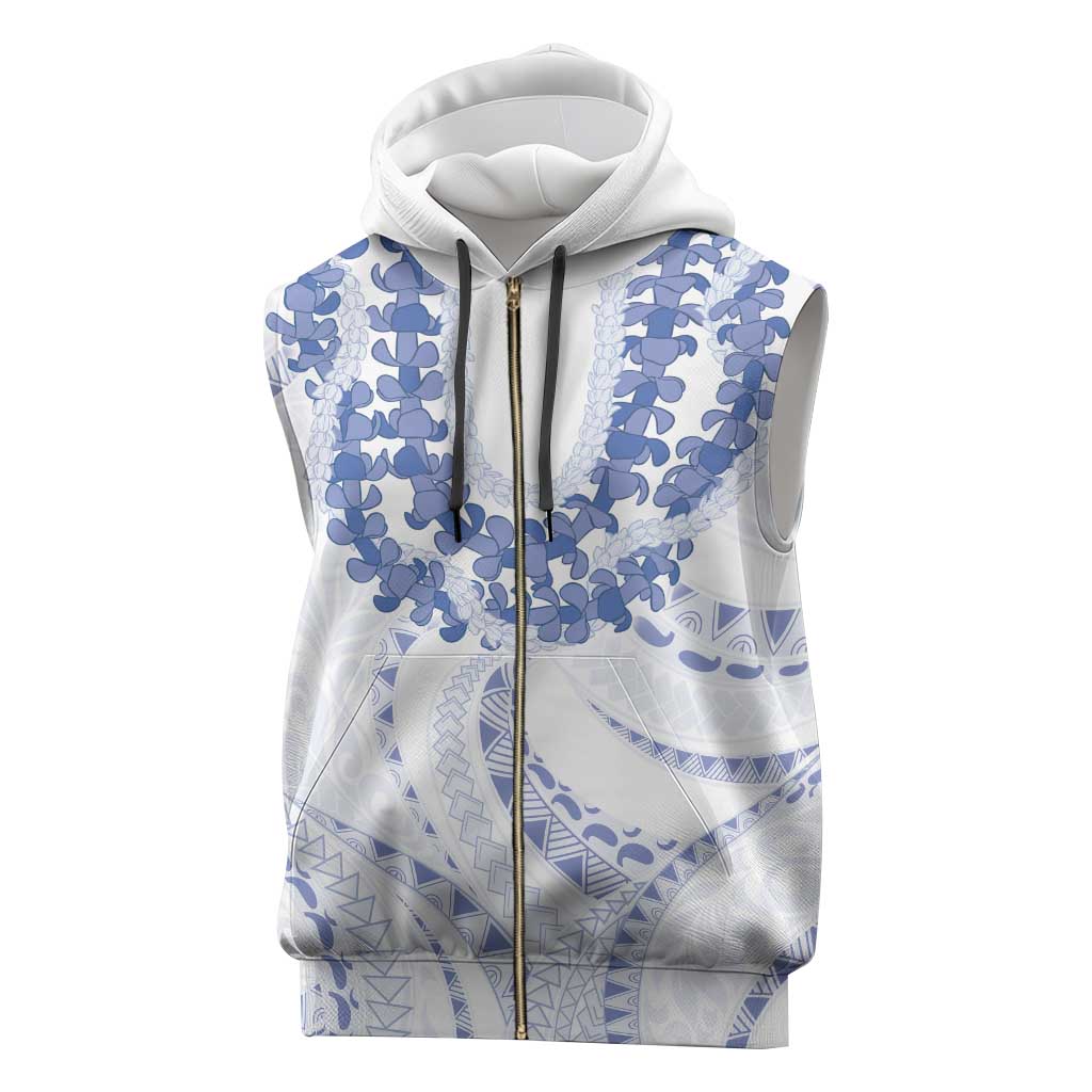 Aloha Lei Onaona Sleeveless Zip Hoodie Navy Blue Hawaiian Tribal Pattern - Polynesian Pride