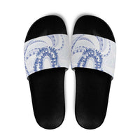Aloha Lei Onaona Slide Sandals Navy Blue Hawaiian Tribal Pattern - Polynesian Pride