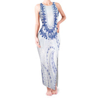 Aloha Lei Onaona Tank Maxi Dress Navy Blue Hawaiian Tribal Pattern