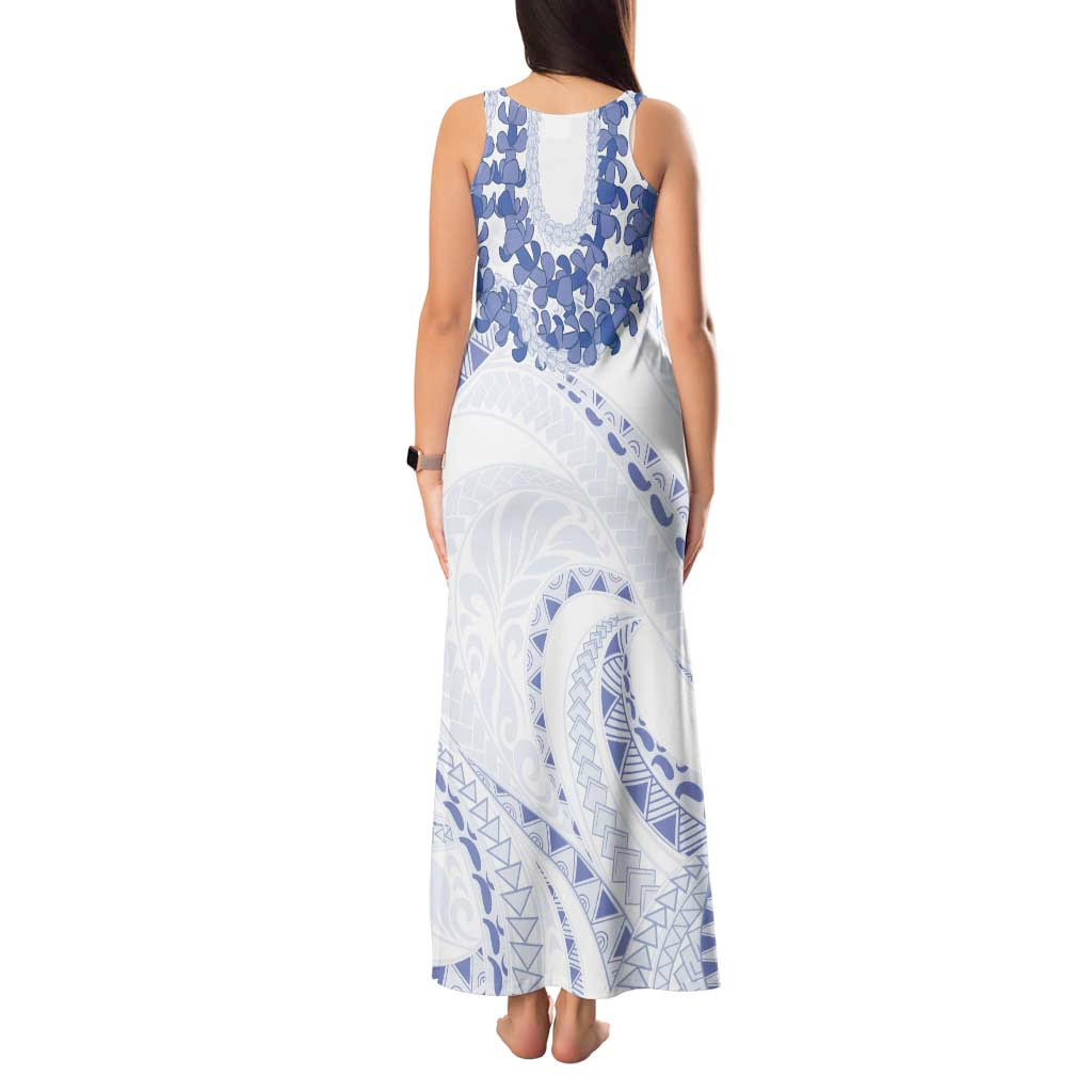 Aloha Lei Onaona Tank Maxi Dress Navy Blue Hawaiian Tribal Pattern