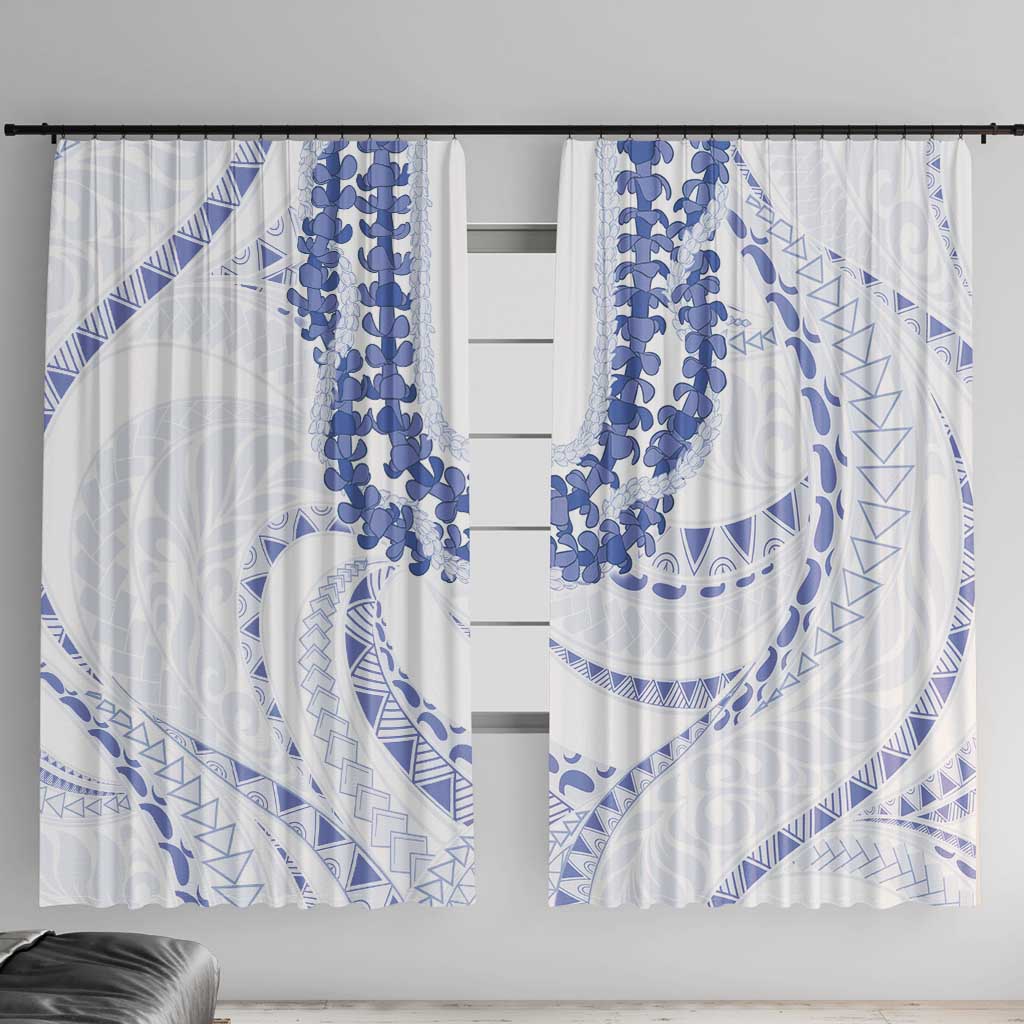 Aloha Lei Onaona Window Curtain Navy Blue Hawaiian Tribal Pattern