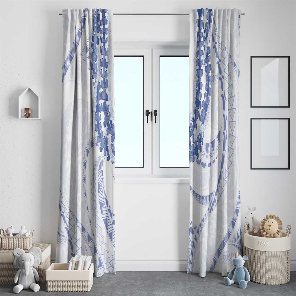 Aloha Lei Onaona Window Curtain Navy Blue Hawaiian Tribal Pattern