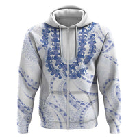 Aloha Lei Onaona Zip Hoodie Navy Blue Hawaiian Tribal Pattern