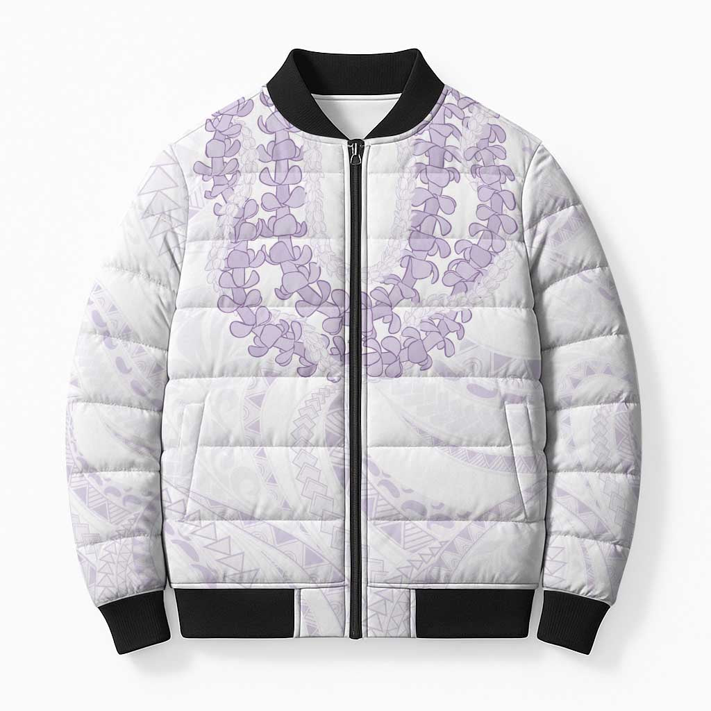 Aloha Lei Onaona Bomber Puffer Jacket Purple Hawaiian Tribal Pattern - Polynesian Pride