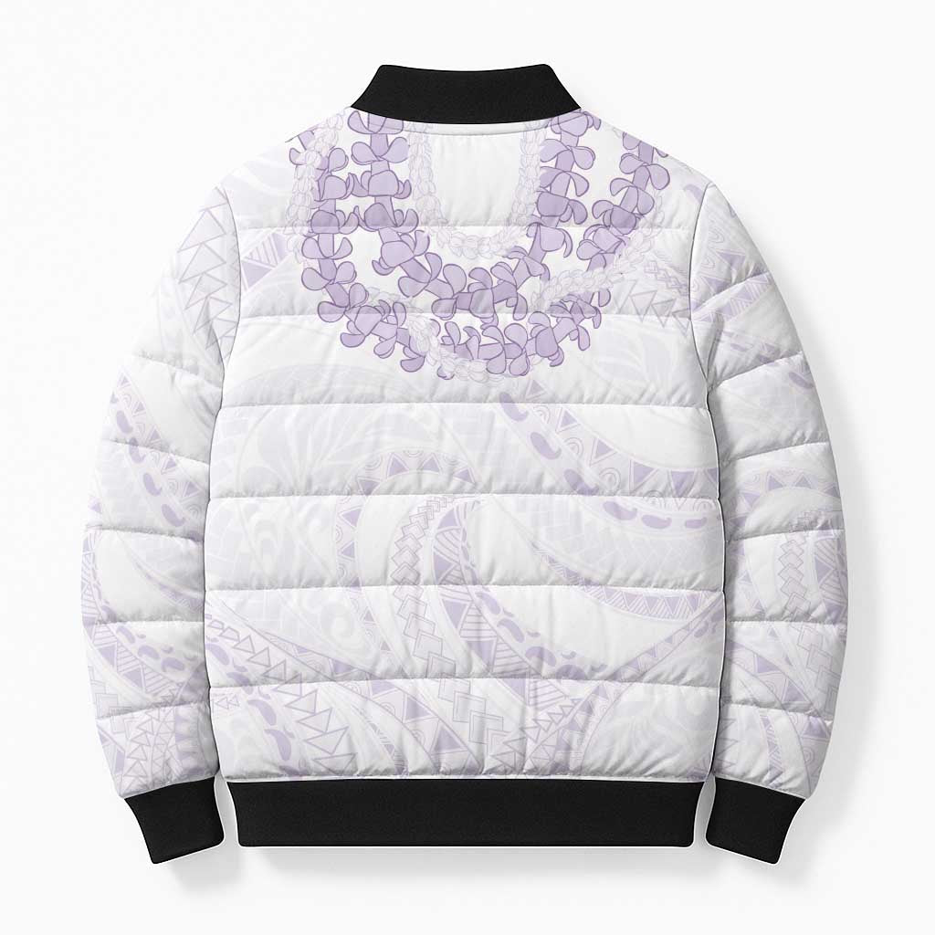 Aloha Lei Onaona Bomber Puffer Jacket Purple Hawaiian Tribal Pattern - Polynesian Pride