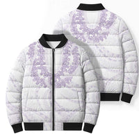 Aloha Lei Onaona Bomber Puffer Jacket Purple Hawaiian Tribal Pattern - Polynesian Pride