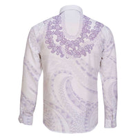 Aloha Lei Onaona Family Matching Long Sleeve Bodycon Dress and Hawaiian Shirt Purple Hawaiian Tribal Pattern