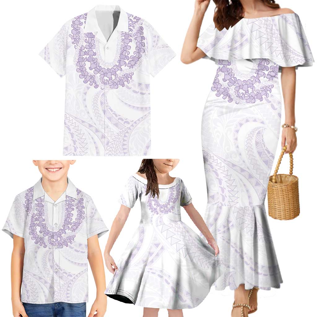 Aloha Lei Onaona Family Matching Mermaid Dress and Hawaiian Shirt Purple Hawaiian Tribal Pattern