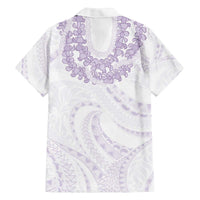 Aloha Lei Onaona Family Matching Off The Shoulder Long Sleeve Dress and Hawaiian Shirt Purple Hawaiian Tribal Pattern