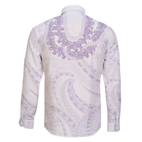 Aloha Lei Onaona Family Matching Off The Shoulder Long Sleeve Dress and Hawaiian Shirt Purple Hawaiian Tribal Pattern