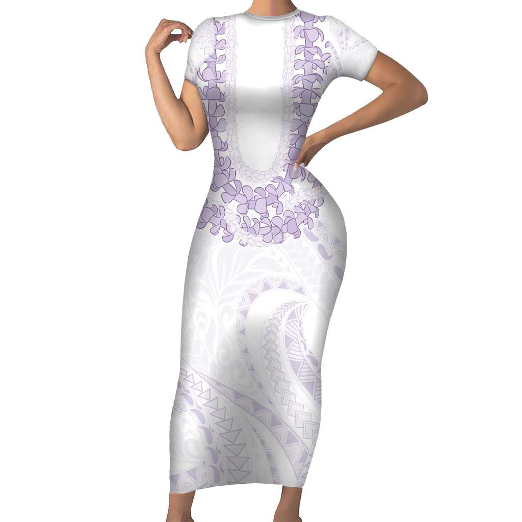 Aloha Lei Onaona Family Matching Short Sleeve Bodycon Dress and Hawaiian Shirt Purple Hawaiian Tribal Pattern