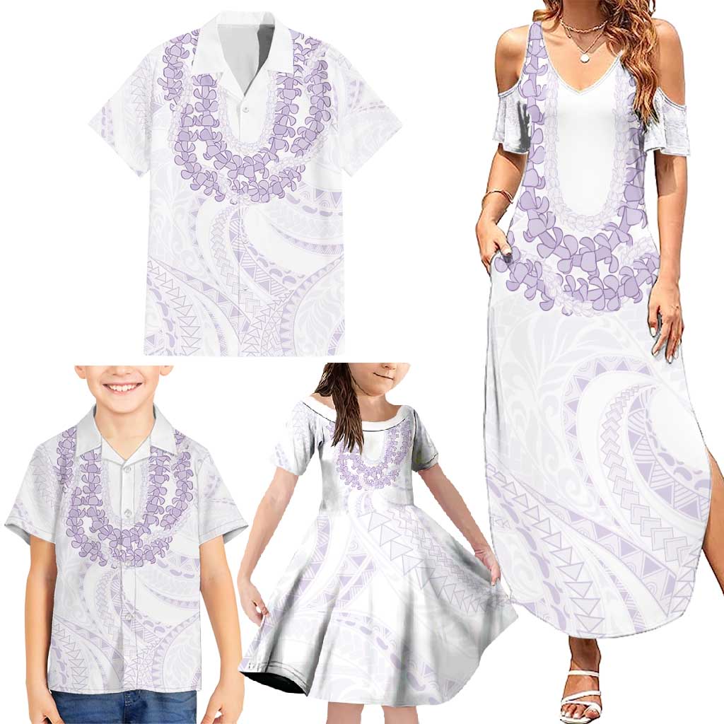 Aloha Lei Onaona Family Matching Summer Maxi Dress and Hawaiian Shirt Purple Hawaiian Tribal Pattern