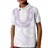 Aloha Lei Onaona Kid Polo Shirt Purple Hawaiian Tribal Pattern