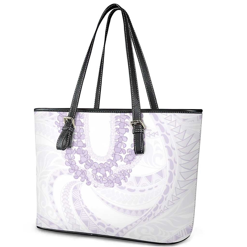 Aloha Lei Onaona Leather Tote Bag Purple Hawaiian Tribal Pattern