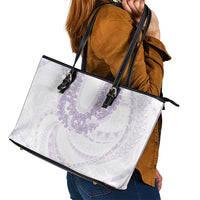 Aloha Lei Onaona Leather Tote Bag Purple Hawaiian Tribal Pattern