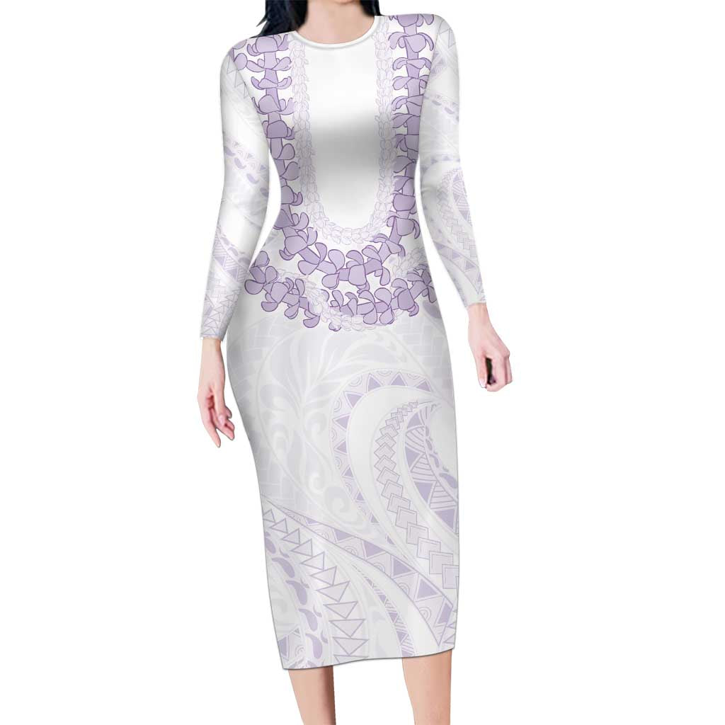 Aloha Lei Onaona Long Sleeve Bodycon Dress Purple Hawaiian Tribal Pattern