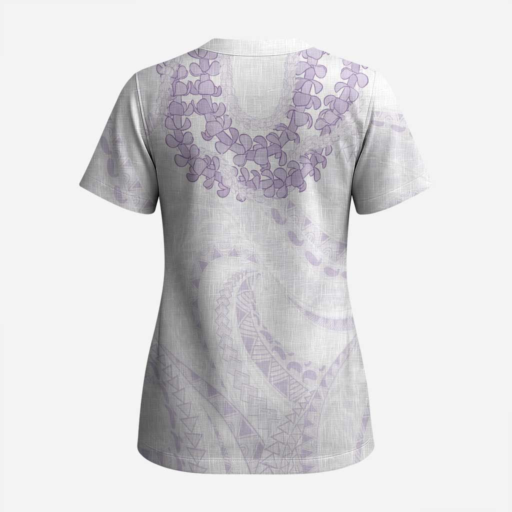Aloha Lei Onaona Scrub Top Purple Hawaiian Tribal Pattern - Polynesian Pride