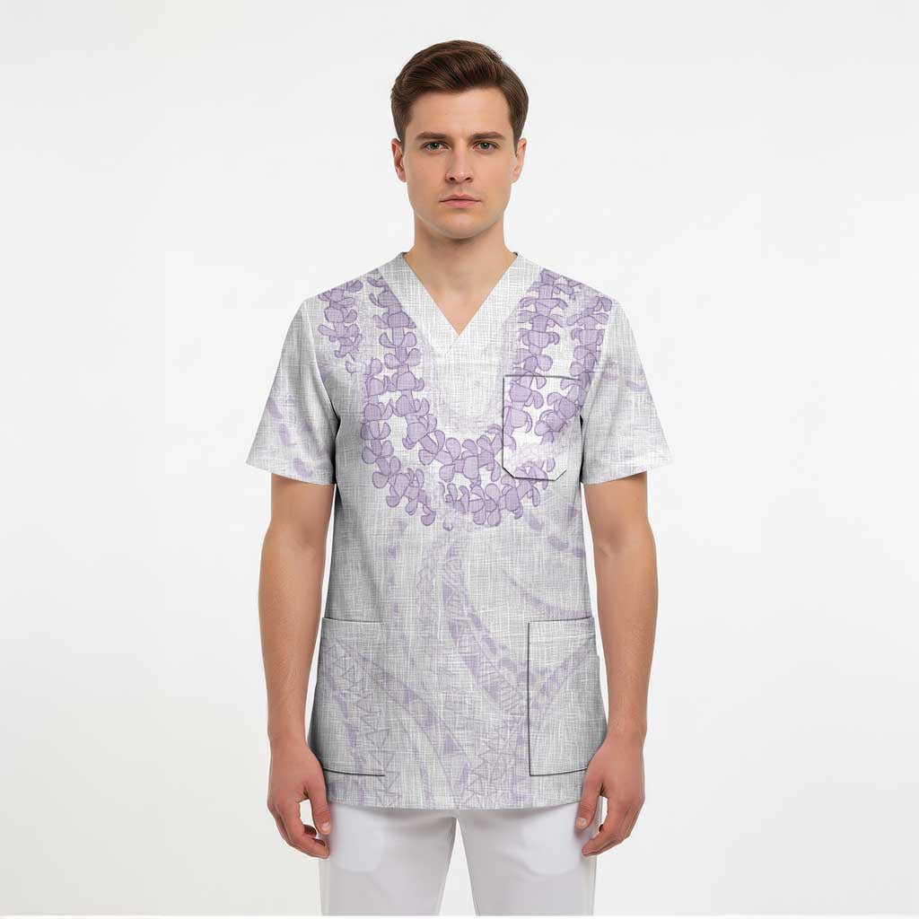 Aloha Lei Onaona Scrub Top Purple Hawaiian Tribal Pattern - Polynesian Pride