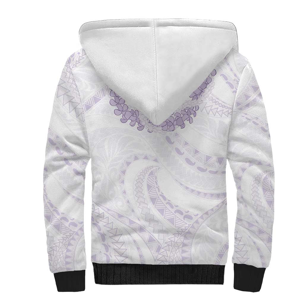 Aloha Lei Onaona Sherpa Hoodie Purple Hawaiian Tribal Pattern