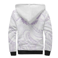 Aloha Lei Onaona Sherpa Hoodie Purple Hawaiian Tribal Pattern