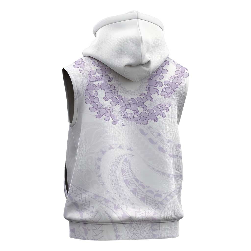 Aloha Lei Onaona Sleeveless Hoodie Purple Hawaiian Tribal Pattern - Polynesian Pride